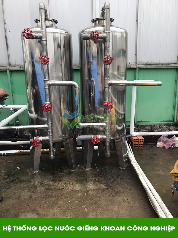 Hệ thống lọc nước giếng khoan 2 cột inox công nghiệp